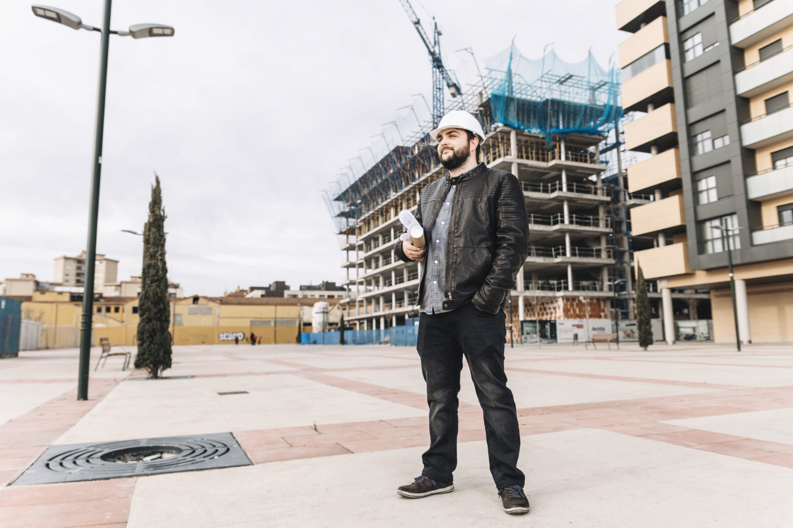 Construction Supervisor Overseeing Commercial Site